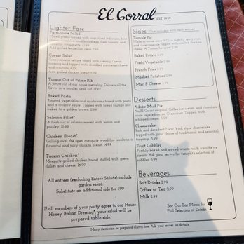 El Corral - Menu page 2 - Steakhouses Near Me - Tucson, Arizona El Corral - Menu page 2 - Steakhouses Near Me - Tucson, Arizona