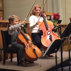 Emily Rodgers - Playing with student Caleb for a Christmas program in 2016