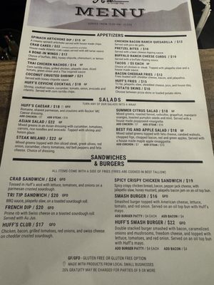 Menu photo 3 Huff's at Bridge Bay Redding, CA