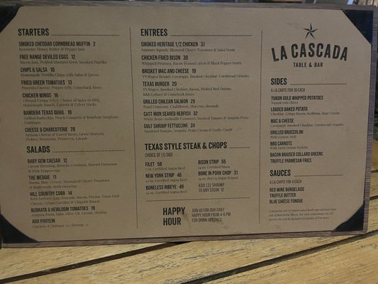 Menu photo 2 La Cascada Table & Bar Boerne, TX