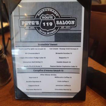 Pete's Saloon & Restaurant - dessert menu - American Near Me - Elmsford, New York Pete's Saloon & Restaurant - dessert menu - American Near Me - Elmsford, New York