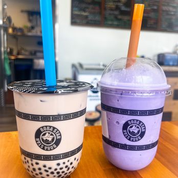 Boba Star - Milk Tea with Mini Boba and Taro Milk Tea Slush - Bubble Tea Near Me - Corona, California