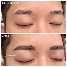 My eyebrows before and after getting them microbladed for the first time!