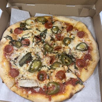 Dino's Pizza Kitchen - Chicken, Jalapeño and pepperoni. - Pizza Near Me - Livermore, California Dino's Pizza Kitchen - Chicken, Jalapeño and pepperoni. - Pizza Near Me - Livermore, California