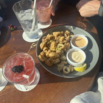 Monarch Ocean Pub - Smoke on the watermelon, berry gin drink & calamari - Gastropubs Near Me - Del Mar, California