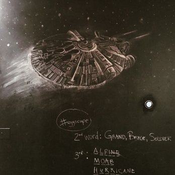 CHOM Burger - Star Wars themed chalk art on walls - Burgers Near Me - Provo, Utah CHOM Burger - Star Wars themed chalk art on walls - Burgers Near Me - Provo, Utah