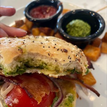 The Better Half - everything bagel breakfast sandwich. Tasty. Add pesto, even better. Egg is kind of thin though - Bars Near Me - Lakeville, Minnesota The Better Half - everything bagel breakfast sandwich. Tasty. Add pesto, even better. Egg is kind of thin though - Bars Near Me - Lakeville, Minnesota