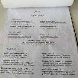 Vegan menu