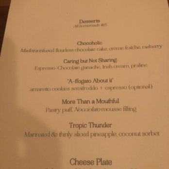 Nocciola - Dessert menu - Italian Near Me - Ojai, California