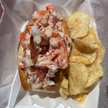Bite Into Maine - 6 oz Connecticut Style Lobster Roll with Chips - Seafood Near Me - Cape Elizabeth, Maine Bite Into Maine - 6 oz Connecticut Style Lobster Roll with Chips - Seafood Near Me - Cape Elizabeth, Maine