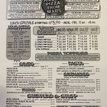 Killer Pizza From Mars - The menu - Pizza Near Me - Oceanside, California