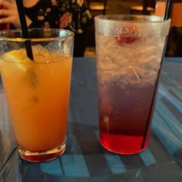 Virgin surly temple and a mango drink Virgin surly temple and a mango drink