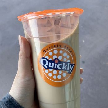 Quickly - Tapioca Milk Tea with tapioca, pudding, 50% sugar, less ice. 7/10, too watery - Bubble Tea Near Me - Buford, Georgia