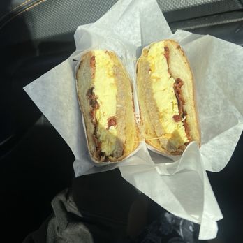 Basket Bagels and Bakery - Sausage, egg, and cheese on croissant - Coffee & Tea Near Me - San Jose, California Basket Bagels and Bakery - Sausage, egg, and cheese on croissant - Coffee & Tea Near Me - San Jose, California