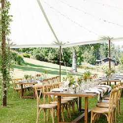 Celebrate Events & Party Rental - Sail cloth tent with Pilgrim chairs