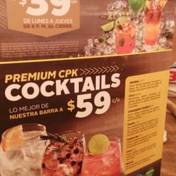 California Pizza Kitchen Tezontle - Cada jueves la coctelería tiene promoción
