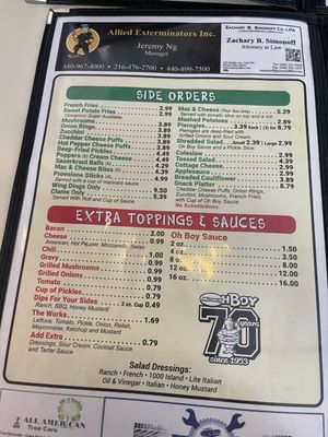 Menu photo 3 Midway Oh-Boy Restaurant Elyria, OH