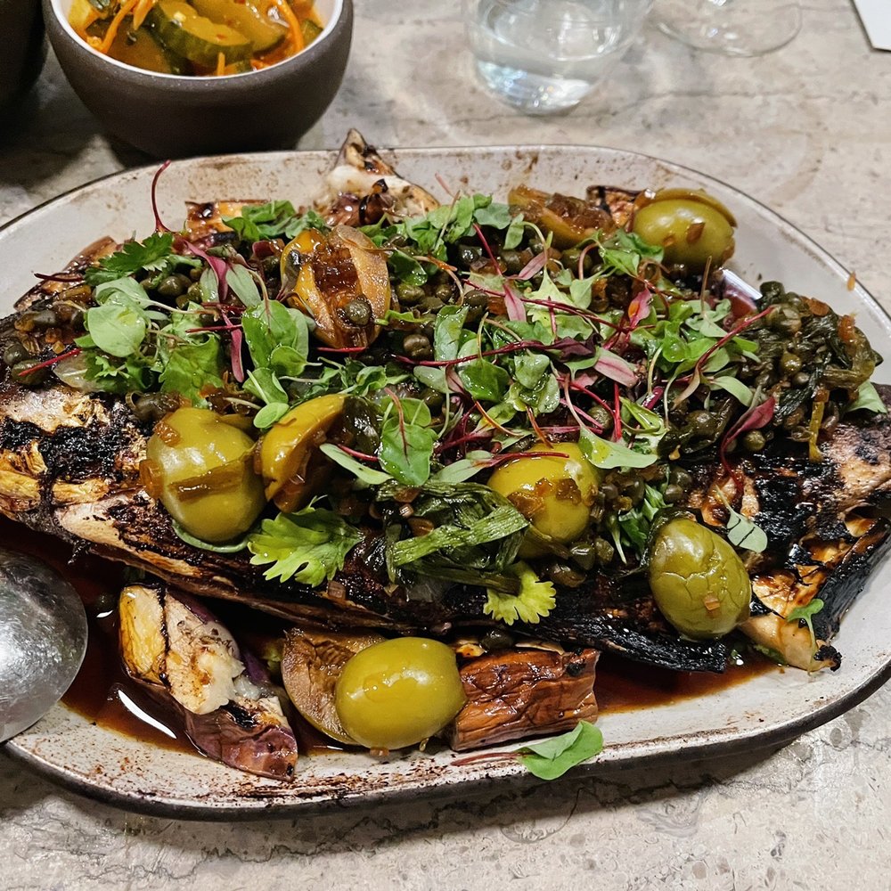 Vestal Restaurant - Whole Pompano with assorted vegetables. The pièce de résistance. A masterpiece. - Cocktail Bars Near Me - Lafayette, Louisiana