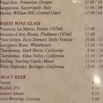 Auntie Pasto's - Alcohol menu - Italian Near Me - Honolulu, Hawaii Auntie Pasto's - Alcohol menu - Italian Near Me - Honolulu, Hawaii