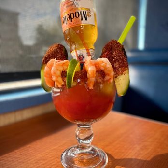 Los Cebollines Grill - Michelada with Shrimp (Before) - Salvadoran Near Me - Ontario, California Los Cebollines Grill - Michelada with Shrimp (Before) - Salvadoran Near Me - Ontario, California