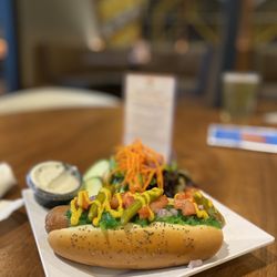 Living Room Theatres Indy - Chicago style hot dog and salad