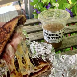 Pressed for Time mobile cafe - Blackberry jam, jalapeño, bacon grilled cheese