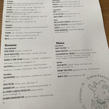 Cabra - Menu - Peruvian Near Me - Chicago, Illinois
