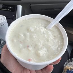 Clam Chowder. On my lunch break. Clam Chowder. On my lunch break.