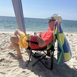 Relaxed beach goer