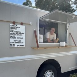 Blanche's Ice Cream - Flavors of the day on a waffle cone! Yum!