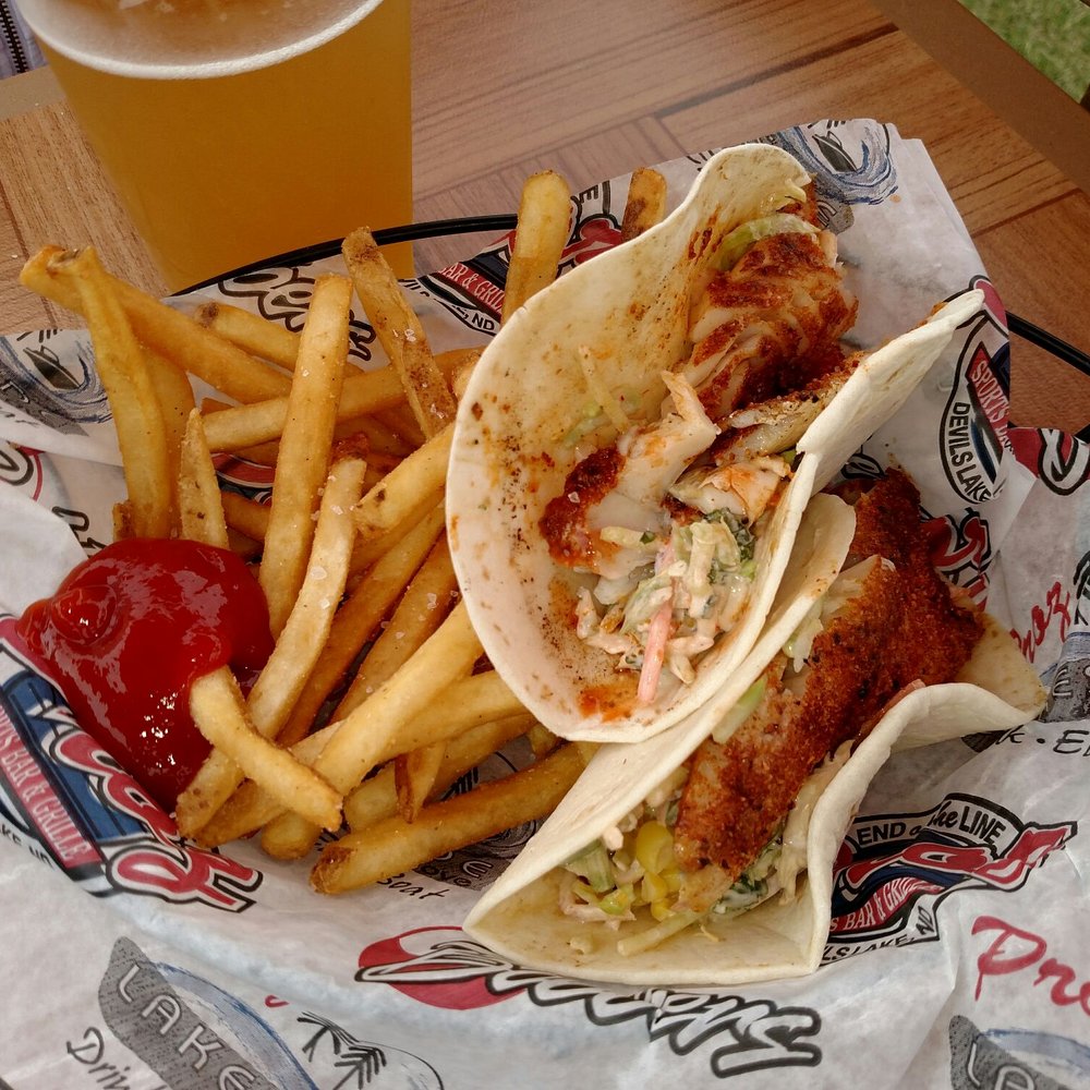 Proz Lakeside - a fish taco and french fries - New American Near Me - Devils Lake, North Dakota