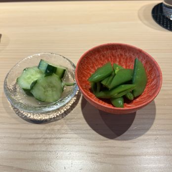 Noodle in a Haystack - Fresh cucumbers and snap peas before ramen - Ramen Near Me - San Francisco, California