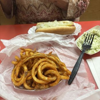 Checkers Grill - Curly fries and hotdog - Burgers Near Me - Madison, North Carolina
