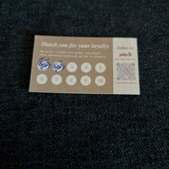 K&T Nails and Spa - Stamp Card - Receive 1 stamp for every $35 spent. Free refresh pedicure after 10 stamps. - Waxing Near Me - Cypress, California