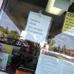 Chick took my $100 bill to fill my tank then as soon as I'm walking up to get my change puts this sign up. 35mins later nada