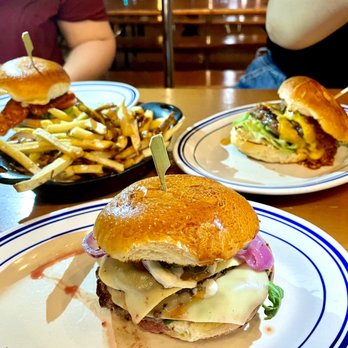 Duke's Grocery - Fired Up Chicken Sandwich (left), Proper Burger (center), Wagyu Beef Burger - Burgers Near Me - Washington, DC, District of Columbia Duke's Grocery - Fired Up Chicken Sandwich (left), Proper Burger (center), Wagyu Beef Burger - Burgers Near Me - Washington, DC, District of Columbia
