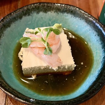 Kamonegi - Foie Gras "Tofu"  the tofu tempers the foie gras for a milder flavor and lighter texture. Best bite tonight: $12.   5* - Japanese Near Me - Seattle, Washington
