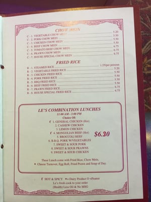 Menu photo 3 Le's Chinese Restaurant Pioneer, CA Menu photo 3 Le's Chinese Restaurant Pioneer, CA