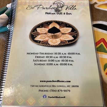 El Pancho Villa Mexican Bar & Grill - Front of menu - Desserts Near Me - Lowell, North Carolina El Pancho Villa Mexican Bar & Grill - Front of menu - Desserts Near Me - Lowell, North Carolina