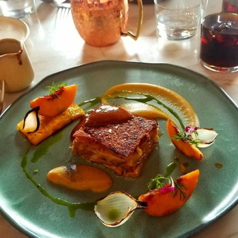 Origen - This was my Confit with flying-ant mole & peach and pineapple slices which was stunningly artistic and unforgettably delicious. - Oaxacan Near Me - Oaxaca, OAX