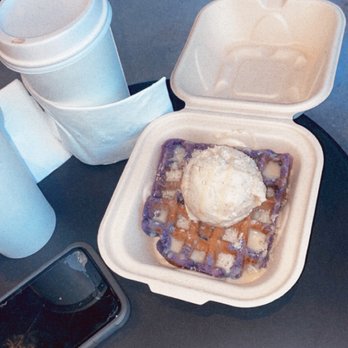 Milk Tea People - coconut ube waffle - Tea Rooms Near Me - Denver, Colorado