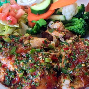 Chicken Maison - Spicy Lemon Garlic Half-Chicken with Salad and Steamed Vegetables - Middle Eastern Near Me - Redondo Beach, California Chicken Maison - Spicy Lemon Garlic Half-Chicken with Salad and Steamed Vegetables - Middle Eastern Near Me - Redondo Beach, California