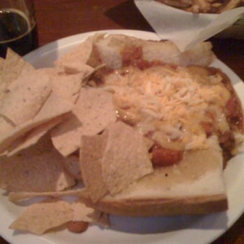 Triple rock - The Avalanche (open-face burger with chili and garlic bread) - Burgers Near Me - Berkeley, California Triple rock - The Avalanche (open-face burger with chili and garlic bread) - Burgers Near Me - Berkeley, California