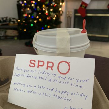 SPRO - Very kind note from SPRO. Also, it is taped at the top and includes a stopper when ordering delivery. - Coffee & Tea Near Me - San Francisco, California