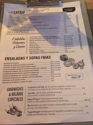 Menu photo 1 El Laurel Alicante, A