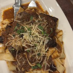 Braised short ribs with homemade pasta/Farmers Special Entree. The beef was so tender and delicious.