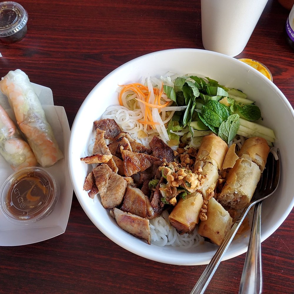 Phoresh - This is so yummy it's pork with spring rolls Rice vermicelli noodles with veggie sauce in house scratch kitchen!!! Awesomeness!!! - Vietnamese Near Me - Orlando, Florida Phoresh - This is so yummy it's pork with spring rolls Rice vermicelli noodles with veggie sauce in house scratch kitchen!!! Awesomeness!!! - Vietnamese Near Me - Orlando, Florida
