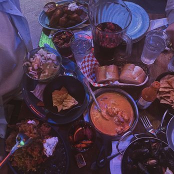 Cha Cha Cha - We ordered the Shrimp, platanos, areoz con frijoles, mussels, and ceviche - Caribbean Near Me - San Francisco, California