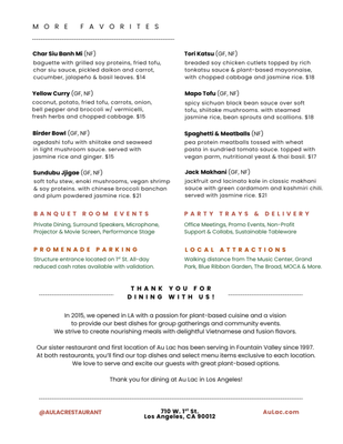 Menu photo 5 Au Lac Los Angeles, CA