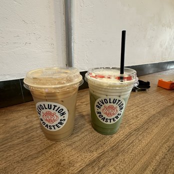 Revolution Roasters - Butterscotch latte and matcha mint latte (seasonal item) - Coffee & Tea Near Me - Oceanside, California Revolution Roasters - Butterscotch latte and matcha mint latte (seasonal item) - Coffee & Tea Near Me - Oceanside, California